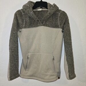 Women's Liv Outdoor Hoodie Sweater Green Sherpa Soft Button Collar Small